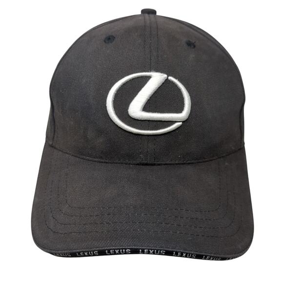 Lexus Strapback Hat Black One Size Adjustable Embroidered Logo 6 Panel - Picture 1 of 9